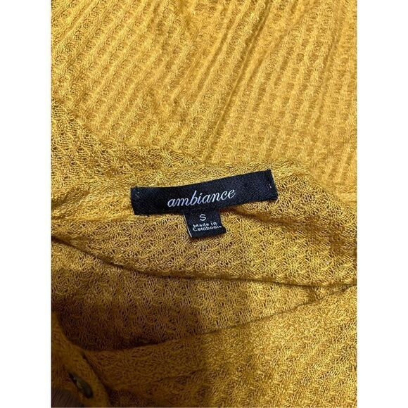 Ambiance Oversized small Long Sleeve Waffle Knit  Crop Top Scoop Neck - Picture 7 of 8